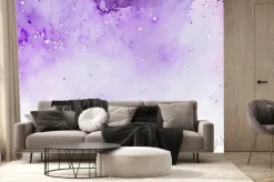 Fototapeta: A purple and white background with lots of watercolor paint splattered
