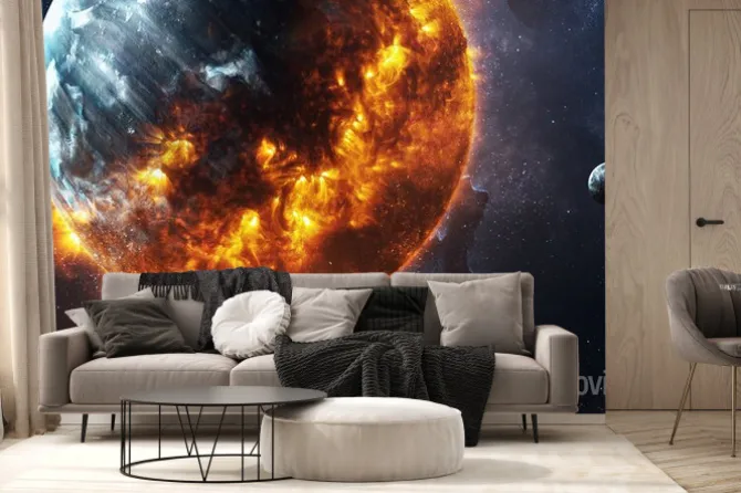 Fototapeta: Abstract apokaliptyczny tle - pieczenie i eksplodujące planety.