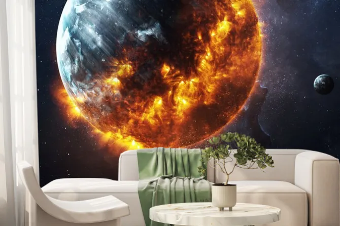 Fototapeta: Abstract apokaliptyczny tle - pieczenie i eksplodujące planety.