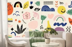 Fototapeta: Abstract art background vector. creative hand drawn various shapes