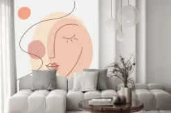 Fototapeta: Abstract beauty woman face icon. minimalist line art style. editable