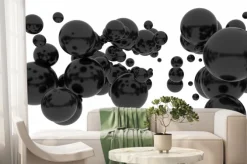 Fototapeta: Abstract black spheres floating