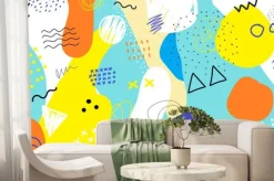 Fototapeta: Abstract collage background hand drawn colorful. beautiful art