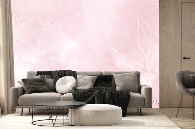 Fototapeta: Abstract dusty rose blush liquid watercolor background with gold,