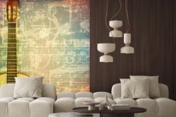 Fototapeta: Abstract grunge piano background with acoustic guitar