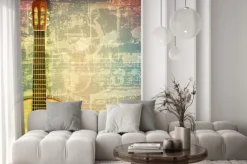 Fototapeta: Abstract grunge piano background with acoustic guitar