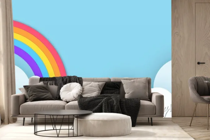 Fototapeta: Abstract kawaii colorful sky rainbow background. soft gradient