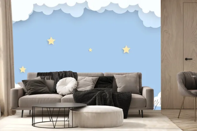 Fototapeta: Abstract kawaii cloudy colorful sky background. soft gradient