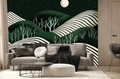 Fototapeta: Abstract playful hand drawn fine line watercolor stripes rolling