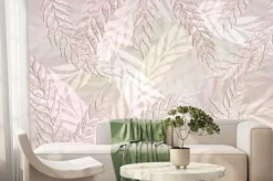 Fototapeta: Abstraction of tropical leaves in shades of beige. greenery texture