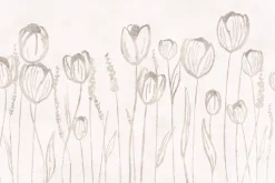 Fototapeta: Abstrakcja beżowej łąki z tulipanami