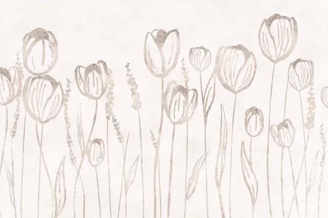 Fototapeta: Abstrakcja beżowej łąki z tulipanami