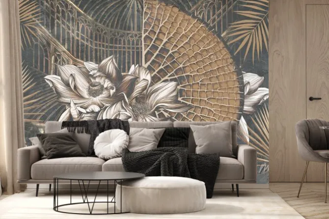 Fototapeta: Abstrakcja botaniczna z kwiatami lilii wodnej