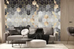 Fototapeta: Abstrakcja geometryczna ze złotymi heksagonami