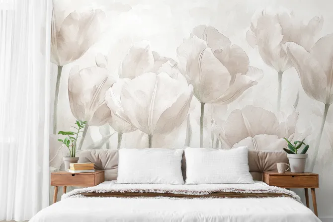 Fototapeta: Abstrakcja łąki z tulipanami