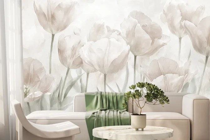 Fototapeta: Abstrakcja łąki z tulipanami