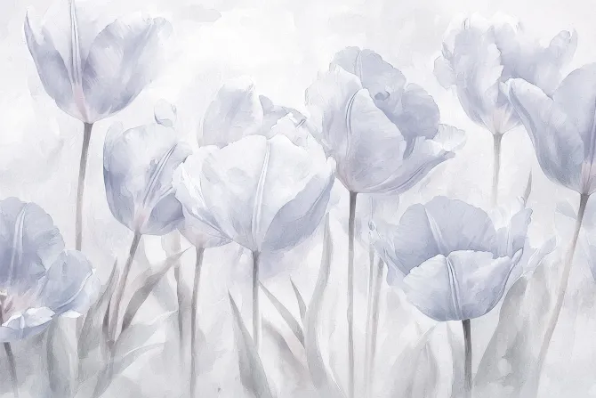 Fototapeta: Abstrakcja łąki z tulipanami