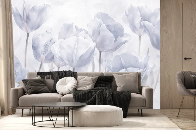 Fototapeta: Abstrakcja łąki z tulipanami