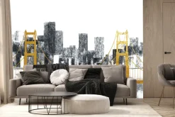 Fototapeta: Abstrakcja miasta ze złotym mostem