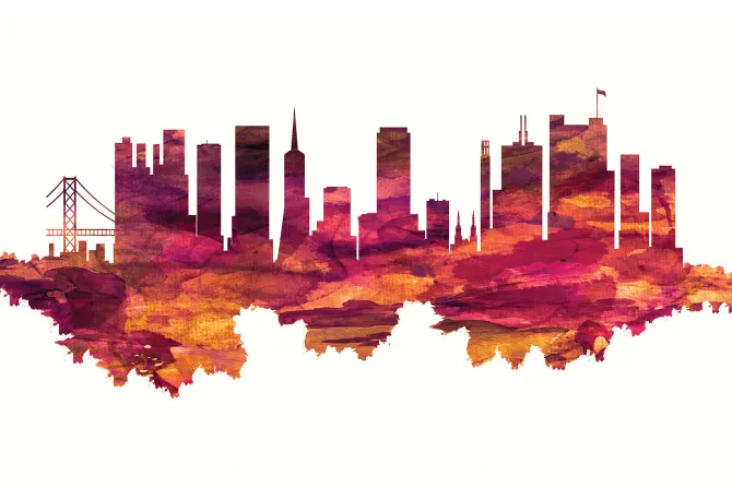 Fototapeta: Abstrakcja miasta w różowym kolorze