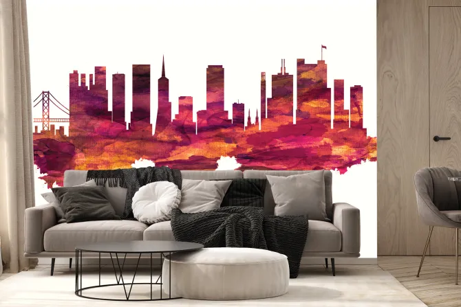 Fototapeta: Abstrakcja miasta w różowym kolorze