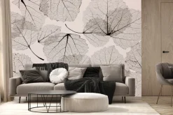 Fototapeta: Abstrakcja odbitych liści na ścianie