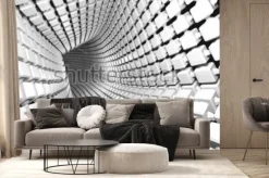 Fototapeta: Abstrakcjonistyczny geometryczny tło z tunelem iść perspektywa.