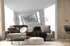 Fototapeta: Abstrakcjonistyczny 3d tło z białym skręconym ślimakowatym korytarzem