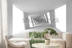 Fototapeta: Abstrakcjonistyczny 3d tło z białym skręconym ślimakowatym korytarzem