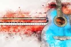Fototapeta: Abstrakcyjna akwarela gitary i pianina