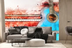 Fototapeta: Abstrakcyjna akwarela gitary i pianina