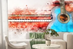 Fototapeta: Abstrakcyjna akwarela gitary i pianina