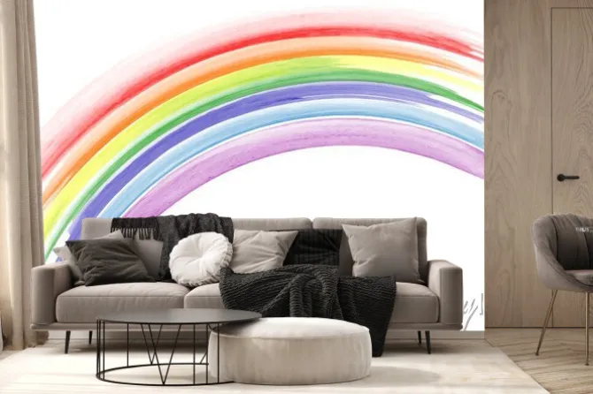 Fototapeta: Abstrakcyjna akwarela z tęczowym motywem