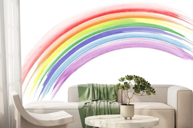 Fototapeta: Abstrakcyjna akwarela z tęczowym motywem