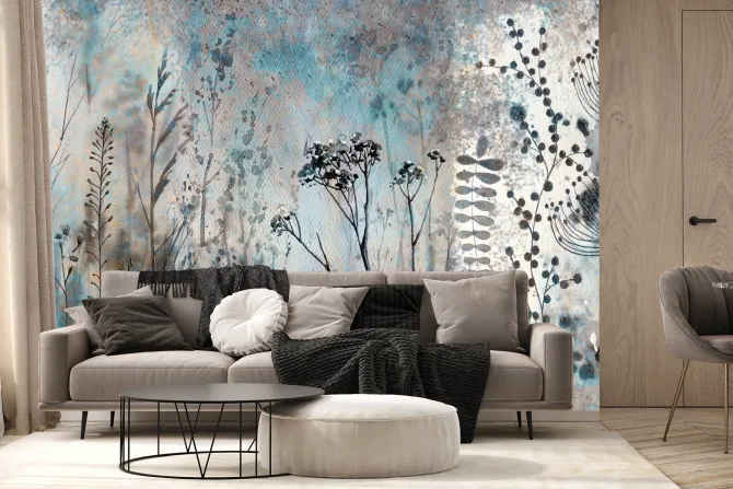 Fototapeta: Abstrakcyjna akwarela łąki z kwiatami