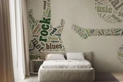 Fototapeta: Abstrakcyjna gitara w zieleni z napisami