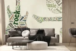 Fototapeta: Abstrakcyjna gitara w zieleni z napisami