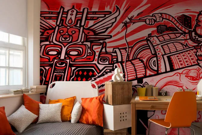 Fototapeta: Abstrakcyjna postać czerwone graffiti