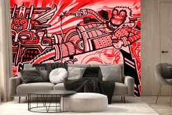 Fototapeta: Abstrakcyjna postać czerwone graffiti