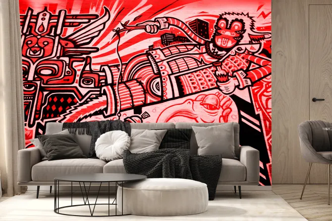 Fototapeta: Abstrakcyjna postać czerwone graffiti