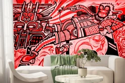 Fototapeta: Abstrakcyjna postać czerwone graffiti