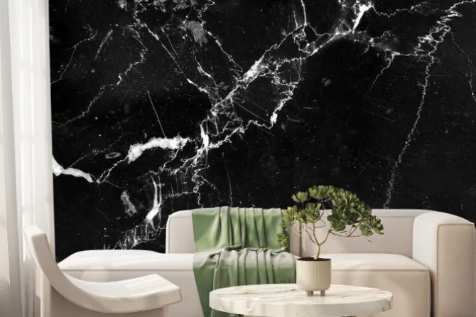 Fototapeta: Abstrakcyjna struktura linii na czarnym marmurze