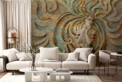 Fototapeta: Abstrakcyjna sylwetka kobiety w formie rzeźby na betonowym tle