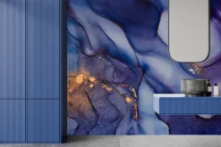 Fototapeta: Abstrakcyjna tekstura marmurkowa granatowa ze złotem