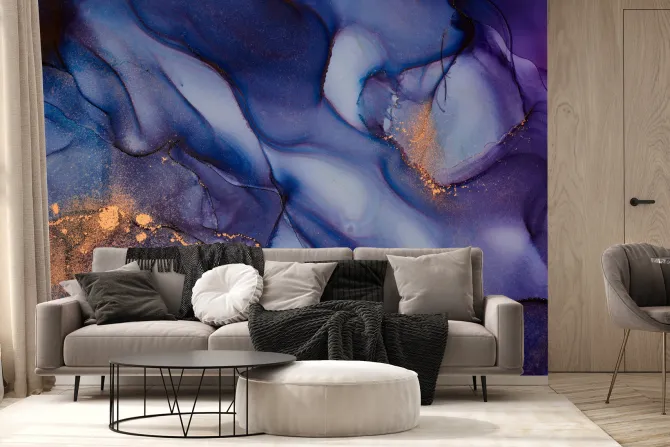 Fototapeta: Abstrakcyjna tekstura marmurkowa granatowa ze złotem