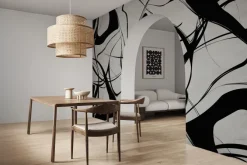 Fototapeta: Abstrakcyjne czarne linie na szarym tle