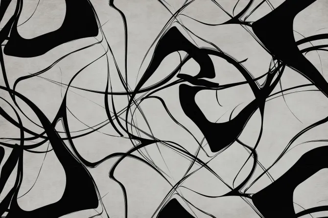 Fototapeta: Abstrakcyjne czarne linie na szarym tle