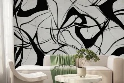 Fototapeta: Abstrakcyjne czarne linie na szarym tle