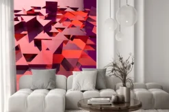 Fototapeta: Abstrakcyjne 3d tła z czerwonym wielokątnych trójkąty.