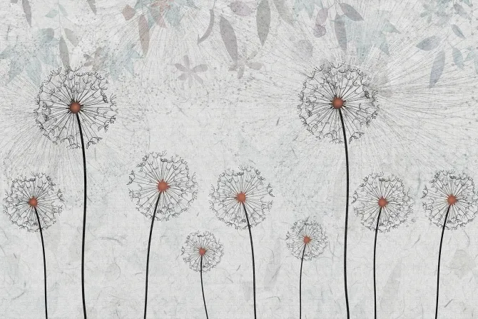 Fototapeta: Abstrakcyjne dmuchawce na szarym tle z delikatną teksturą nowoczesny